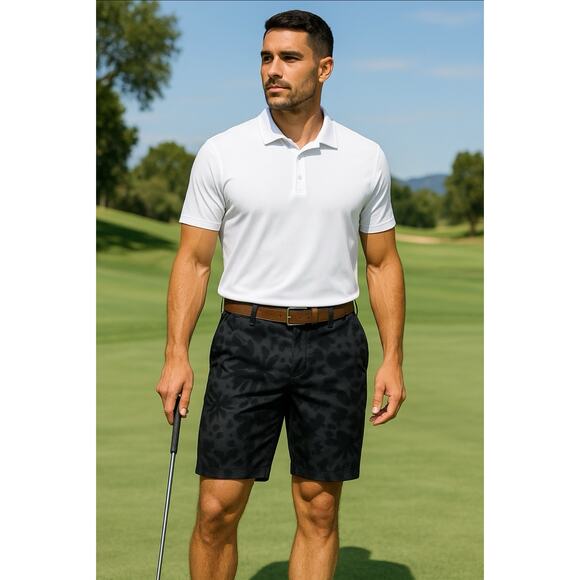 TravisMathew Kapu Shorts Men’s 36 Black Tie Dye Golf Casual Stretch 9” Inseam - Picture 1 of 14